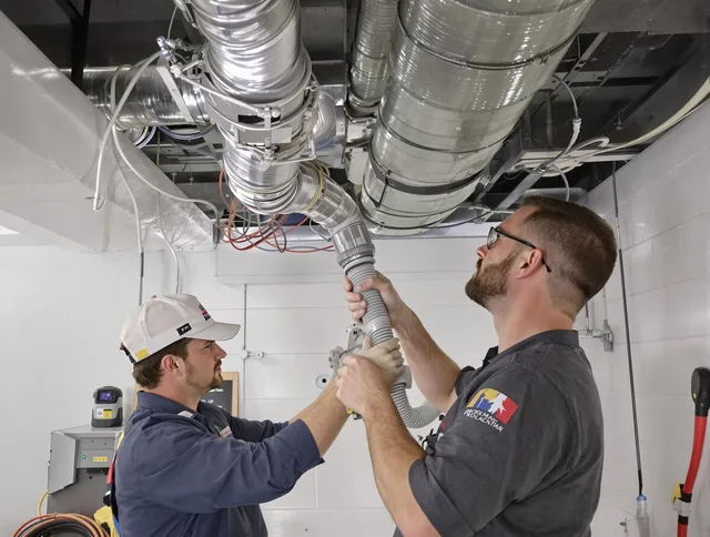 Bedford Air Duct Cleaning technician performing thorough AC duct cleaning in Bedford